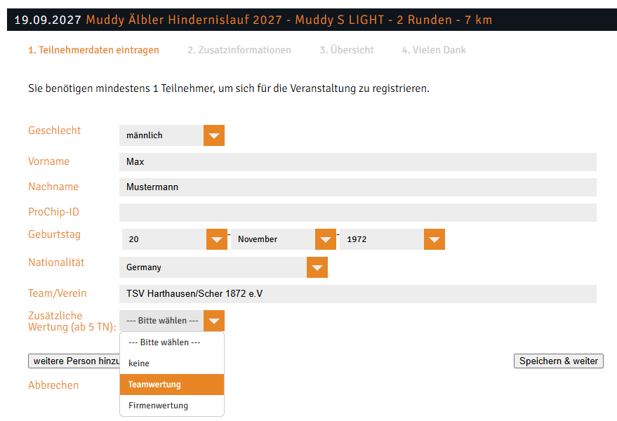 3.Teamwertung auswählen